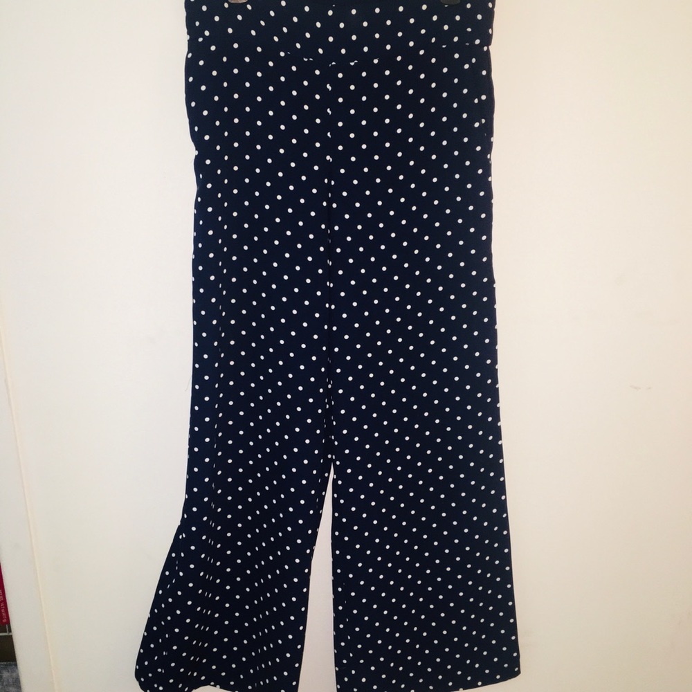 Navy Adorable polka dot pants size 6 elastic waist